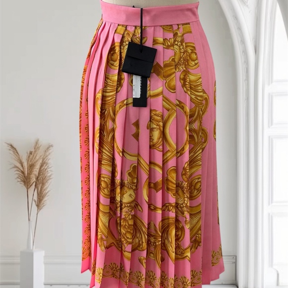 Versace Heritage Print Pleated Midi Skirt,  36 (US 0) NWT Retail $2000 - Pictur - Picture 2 of 12